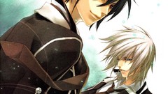 Red eyes blondes male blue eyes school uniforms short hair 