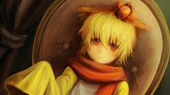 Red eyes blondes scarfs short hair umineko no naku koro ni 