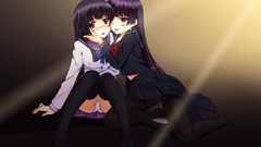 Red eyes blush long hair anime girls school uniforms pantyhose 