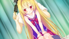 Red eyes blush long hair anime girls short hair black hair 