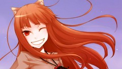Red eyes faces smiling long hair anime girls spice and wolf 