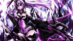 Red eyes long hair anime girls purple hair artwork bodysuits 