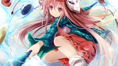 Red eyes masks anime girls touhou redheads Hata no Kokoro