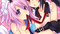 Red eyes pink hair anime girls brunettes maids tsunako purple 