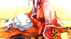 Red eyes pink hair anime girls guilty crown