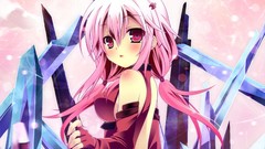 Red eyes pink hair anime girls guilty crown yuzuriha inori 