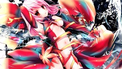 Red eyes pink hair anime girls guilty crown yuzuriha inori 