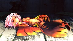 Red eyes pink hair anime girls guilty crown yuzuriha inori 