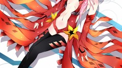 Red eyes pink hair long hair anime girls guilty crown yuzuriha 