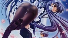 Red eyes Ribbons blue hair long hair pantyhose carnelian touka 