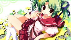 Red eyes school uniforms green hair seifuku oshiki hitoshi 