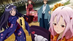 Red eyes sitting pink hair long hair anime girls closed eyes 