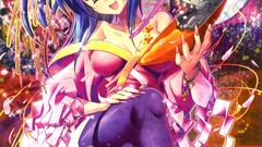 Red eyes skulls stockings blue hair anime girls Nankotsu 