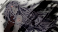 Red eyes tattoos long hair gray hair utau glowing eyes hair in 