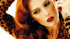 Red eyes woman lips Celebrity faces Actress freckles redheads 