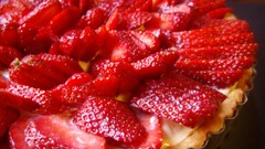 Red food dish strawberries cakes meal