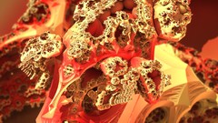 Red Fractals abstract geometry moai