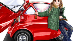 Red girls Anime cars Manga happy