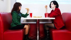 Red Gothic woman cafe glasses friendship cartoons Daria pizza 