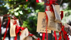 Red Japan Ribbons Japanese traditions Greetings Card