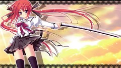 Red Katana Anime long hair anime girls seifuku hinamatsuri 