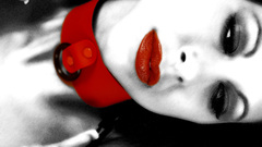 Red lips collar selective