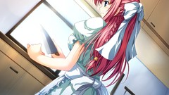 Red long hair anime girls tomose shunsaku akatsuki no goei game 
