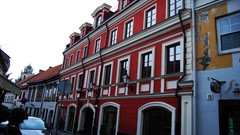Red old buildings lithuania vilnius