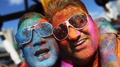 Red orange hands purple