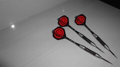 red pins darts selective coloring gray