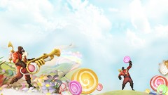 Red rainbows team fortress 2 Pyro lollipops trumpets candyland