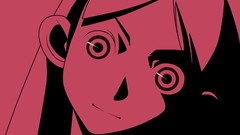 Red red background faces monochrome long hair anime girls 