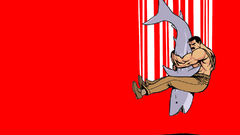 Red Sharks Simple Background