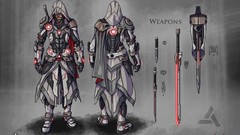 Red silver Lasers Swords creed assassins creed concept art 