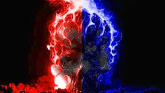 Red skull fractal blue