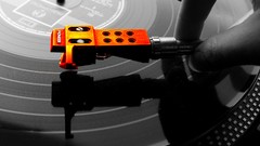 Red turntables color splash