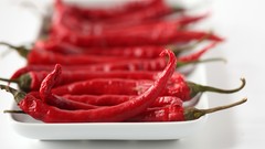 Red white plates chili chili peppers