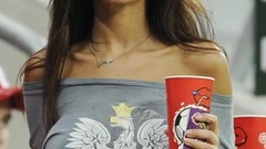 Red white Poland Euro Eagles fans euro 2012 brunettes soccer 