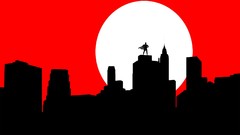 Red white superman superhero superheroes cityscapes 