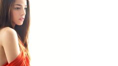 Red white woman white background Actress darkest hour brown 