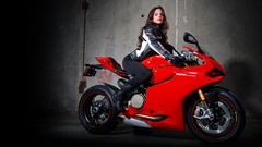 Red woman Ducati Superbike riding ducati 1199 motorbikes girls 