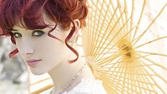 Red woman fashion USA parasol susan coffey
