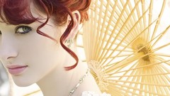 Red woman fashion USA parasol susan coffey belle