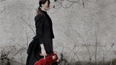 Red woman vintage fashion teddy bears Melancholia