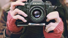 Red zenith photographer zenit old camera zenith film camera 