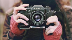 Red zenith photographer zenit old camera zenith film camera 