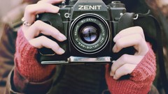 Red zenith photographer zenit old camera zenith film camera 