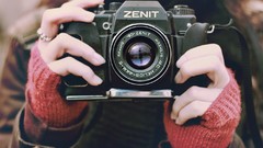 Red zenith photographer zenit old camera zenith film camera 