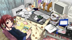 Redheads keyboards skirts red