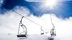 Resort sunlight ski ropeway artistic sun flare